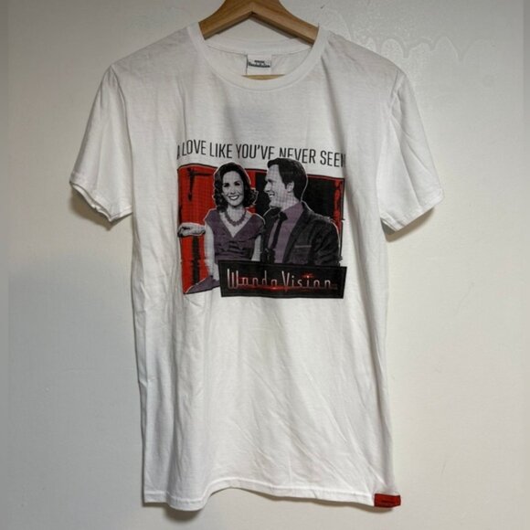 Marvel WandaVision “A Love Like You’ve Never Seen!” White Graphic Tee - Size S - Picture 2 of 6